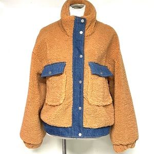 Amazing super fuzzy mixed media coat